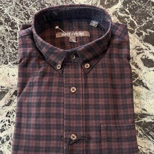 NWT MEN'S SLATE AND STONE LONG SLEEVE BUTTON DOWN LUCAS SHIRT S BROWN PLAID